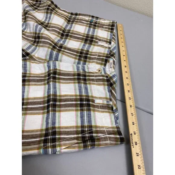 Tommy Bahama Linen Relax Mens Shorts Size 38 Plaid Chino Vacation Brown beach - Picture 8 of 14